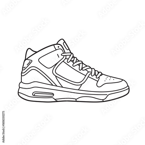 High top sneaker shoe outline footwear athletic