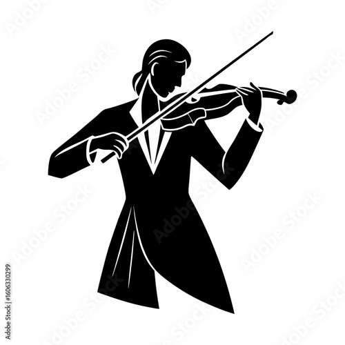 Violinist orchestra musician concert performance symphony music silhouette