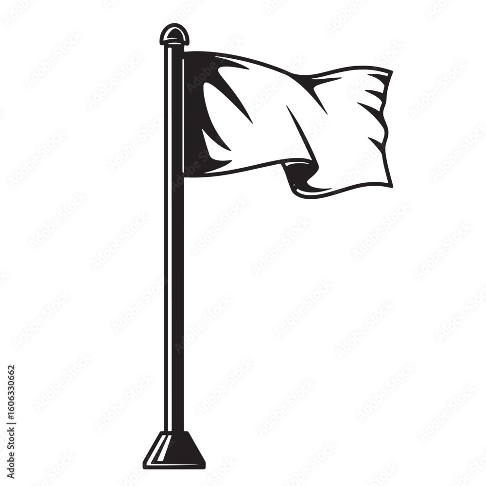 Fototapeta premium Waving white flag on pole fabric