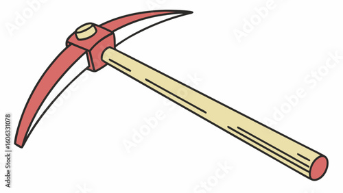 Illustration of a red pickaxe tool for mining digging and breaking rocks and other hard materials vector art