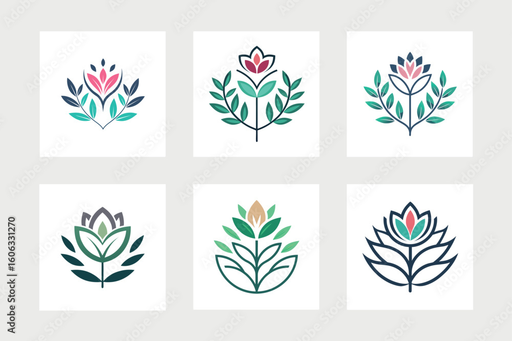 Obraz premiumFlower logo vector art illustration. 