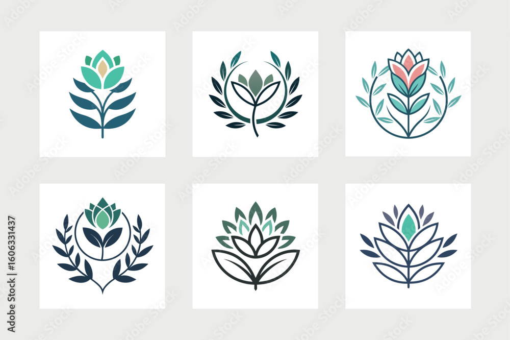 Obraz premiumFlower logo vector art illustration. 