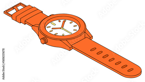 Orange wrist watch time piece accessory stylish design timepiece fashion wristwear wristband analogue clock gadget