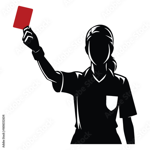 Referee Signaling a Penalty Card Silhouette Vector Illustration