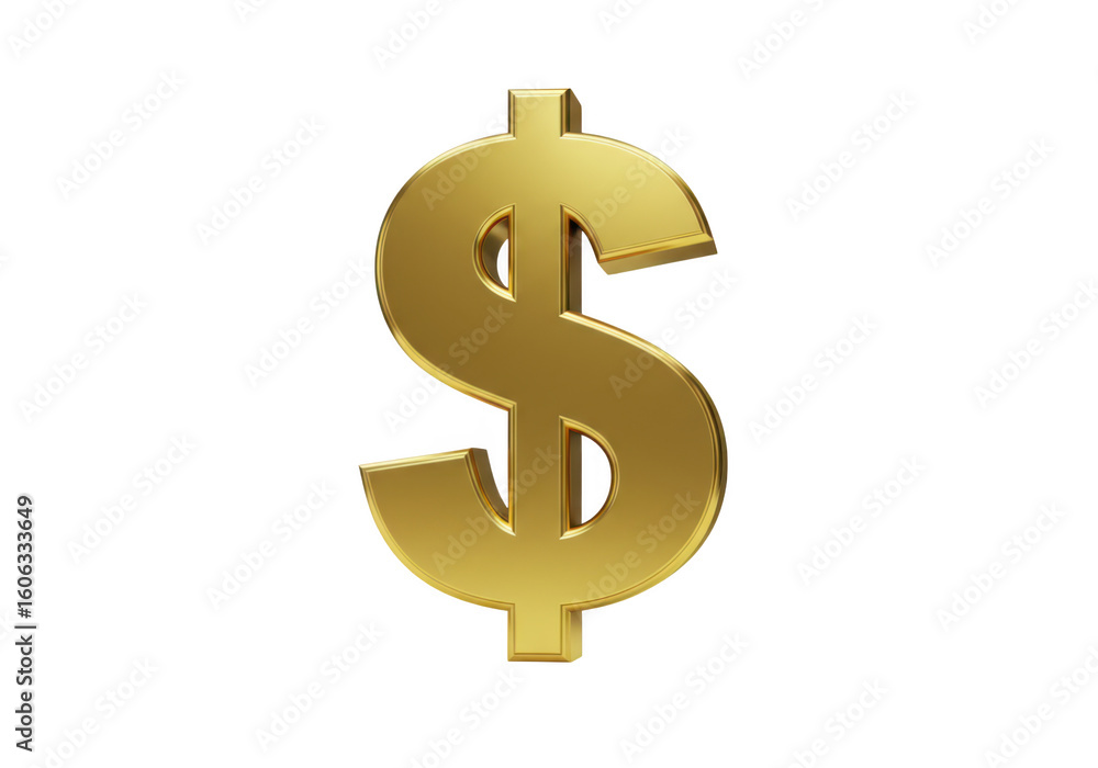 A polished 3d metallic gold dollar sign symbol isolated on a transparent background representing wealth and finance A polished 3d metallic gold dollar sign symbol isolated on a transparent background representing wealth and finance