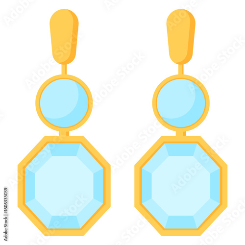 diamond blue earrings jewelry expensive woman accessories illustration clipart