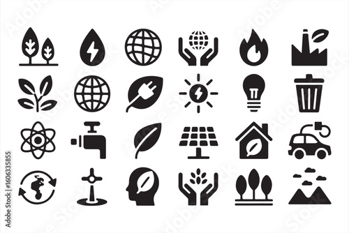 Nature, Energy, and Recycling Icons Collection for Eco Solutions