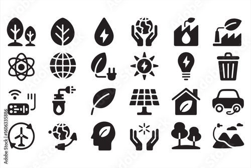 Complete Set of Environmental, Renewable, and Sustainability Icons