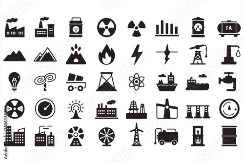 Industrial Equipment and Energy Symbols for Technology