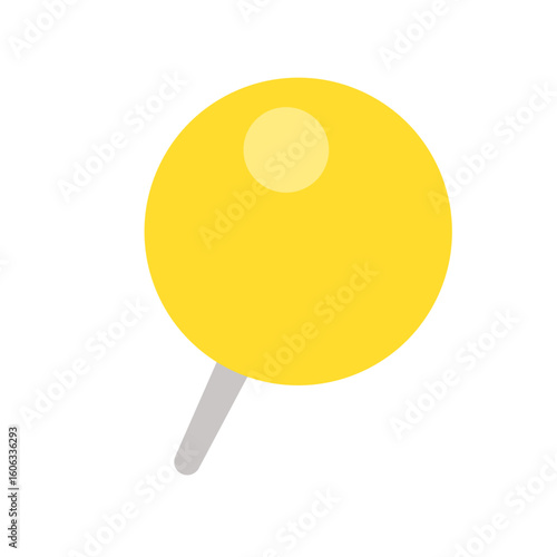 丸い形の黄色い押しピン・画鋲･まち針のアイコン - 目印やマーカー、ピン留めのかわいいイラスト素材