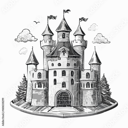 castle on the white background