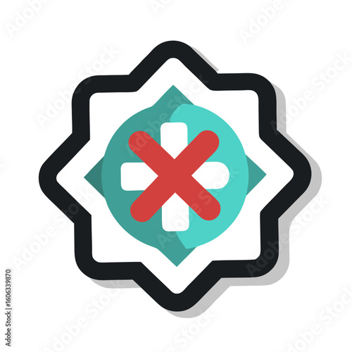 Medical Restrictions Icon with Red Cross Symbol on Teal Background