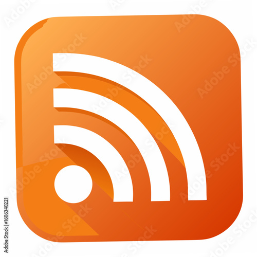 Orange RSS Feed Icon with White Symbol on a Rounded Square