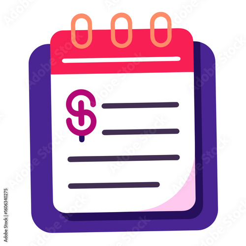 Financial Calendar Icon with Dollar Sign for Payment Reminder and Planning