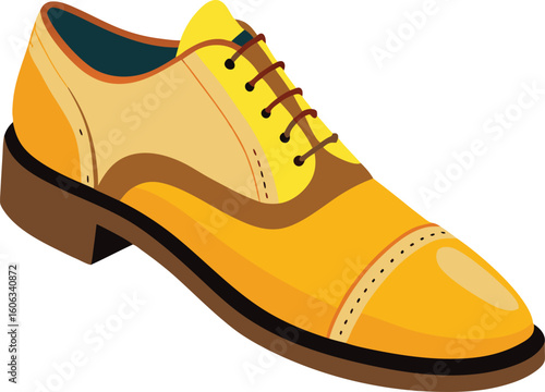 Stylish yellow oxford shoe vector