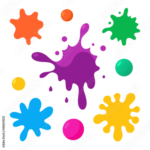 Obraz na płótnie Paint splatter colorful vector on white background.