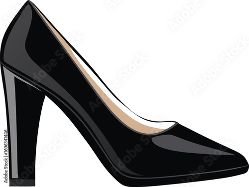 Elegant black patent stiletto heel shoe