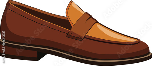 Classic brown leather loafer shoe vector