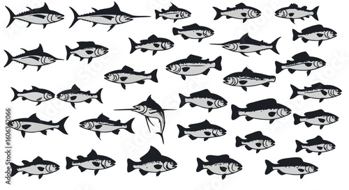 Kumpulan Ilustrasi Vektor Siluet Ikan – Berbagai Ikon Spesies