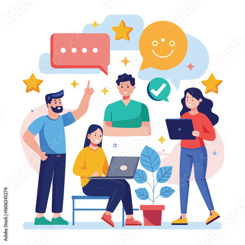 Diverse team celebrating positive feedback and success teamwork collaboration