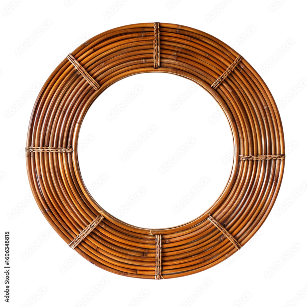 Obraz premium Circular Rattan Frame on , Rustic Handmade Appearance
