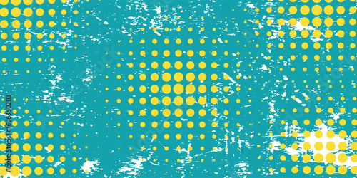 Green halftone gradient pattern dots texture with tech digital background. Pop art comic dots, modern, vector.
