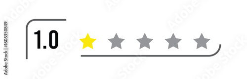 Rating Icon 1 Star Review Graphic – Negative Feedback Score Concept