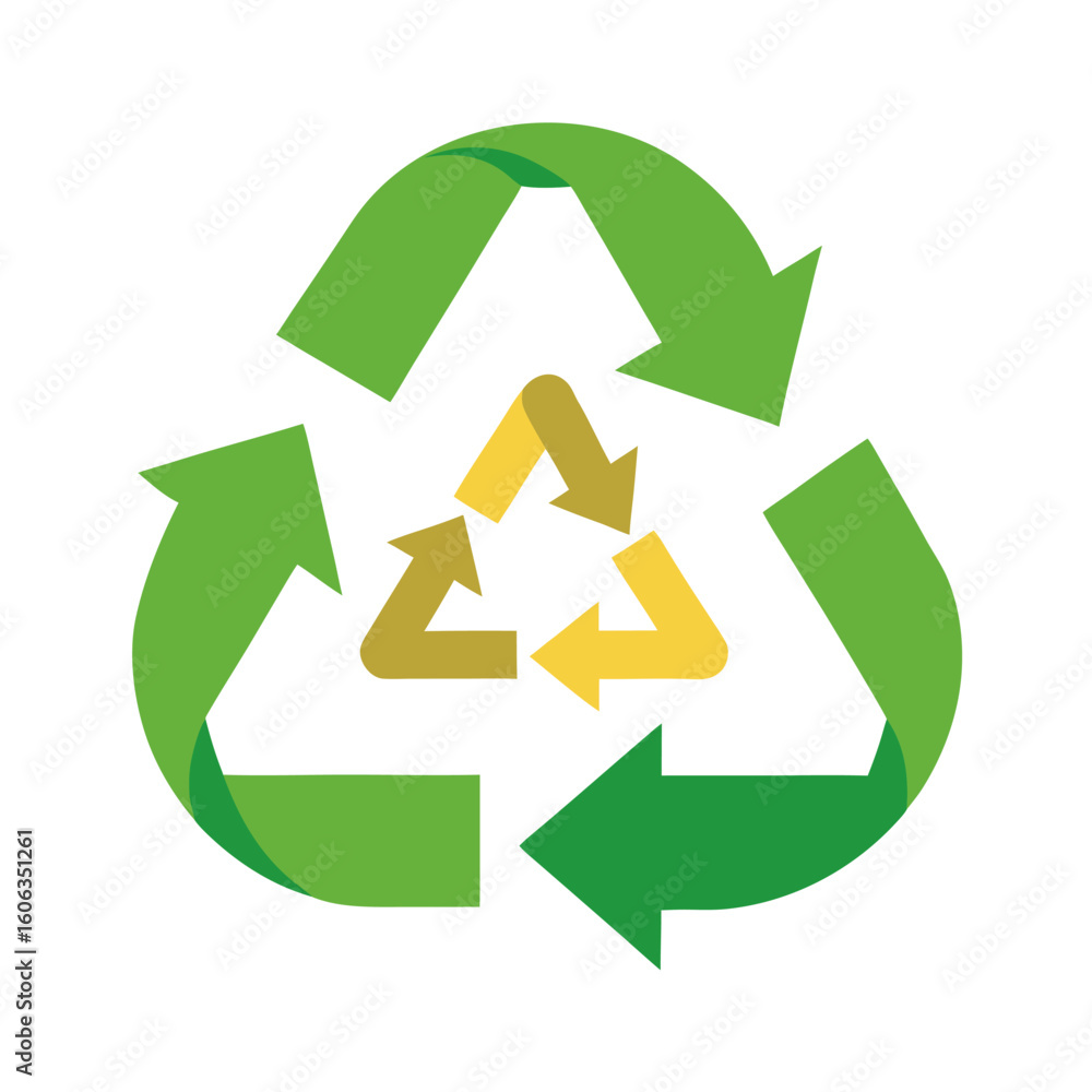 Obraz premium Recycling arrow green vector on white background.