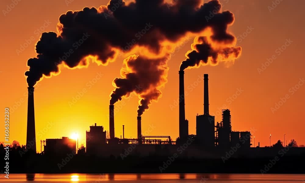 Industrial Pollution at Sunset Industrial Pollution at Sunset