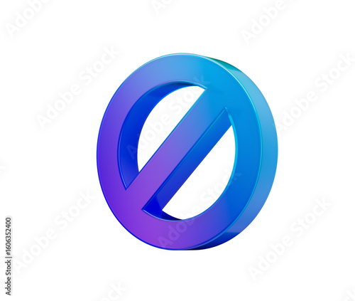 Free Download A glowing blue prohibition icon with a diagonal bar, symbolizing restriction. 3d illustration - GFXLoad