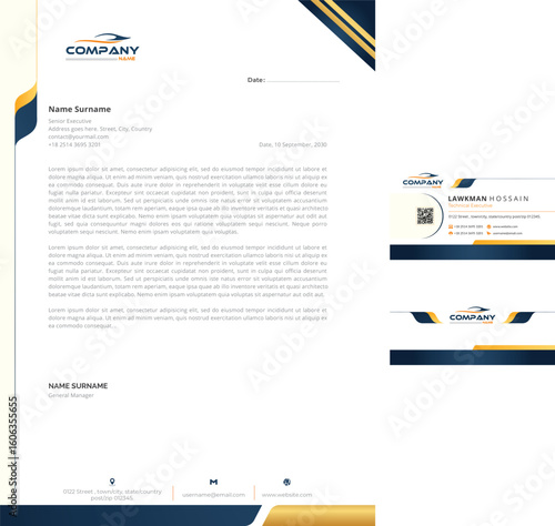 Corporative business letterhead and business card