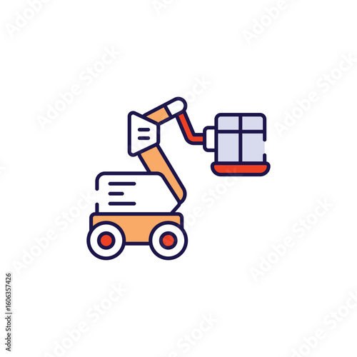 Telescopic Boom Lift icon design with white background stock illustration