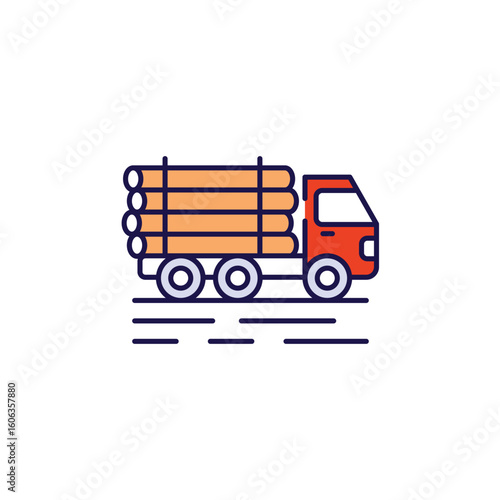 Logging Truck icon design with white background stock illustration