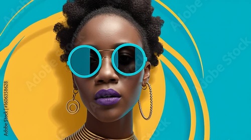 A stylish portrait of a black woman wearing sunglasses