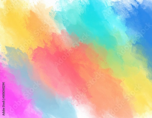 Vibrant Watercolor Spectrum Abstract Brushstrokes of Rainbow Hues Artistic Texture Background.