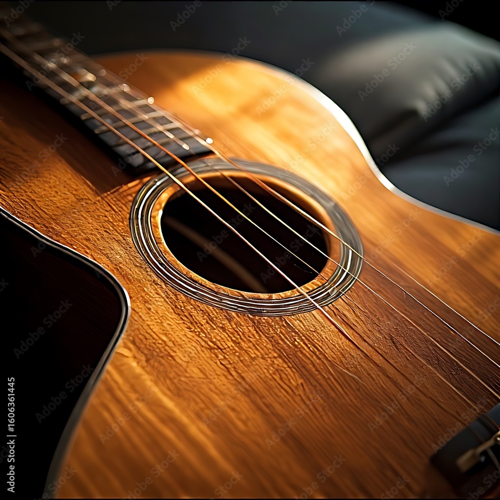Obraz premium Close-up of Acoustic Guitar Body