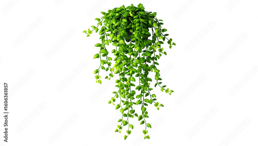 Fototapeta premium Lush green hanging plant with cascading vines and small leaves image
