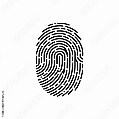 Close up of a black fingerprint pattern on a white background