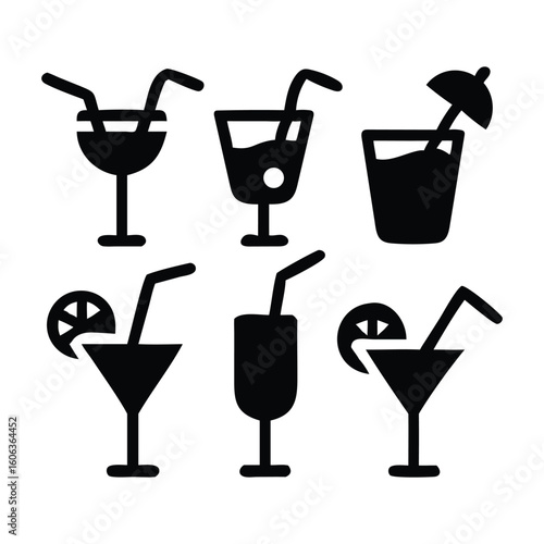 Collection of Different Cocktail and Drink Icons