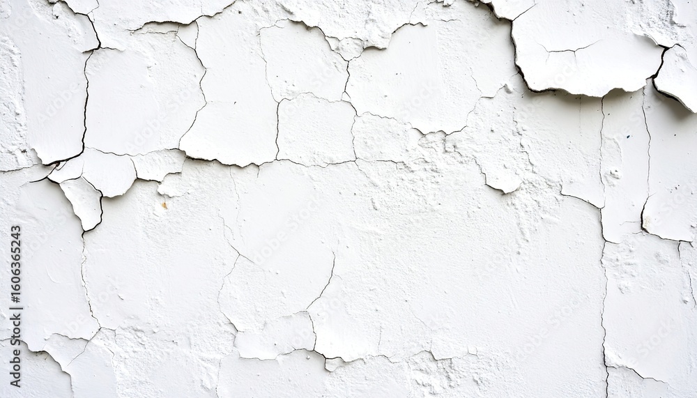 Cracked and peeling white paint on a weathered wall. Cracked and peeling white paint on a weathered wall.