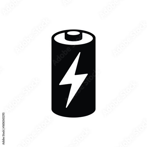 Black battery icon with a white lightning bolt symbol for power