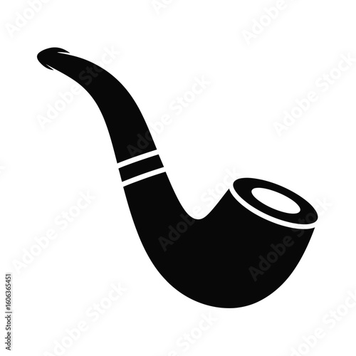 Classic black silhouette of a smoking pipe on a white background