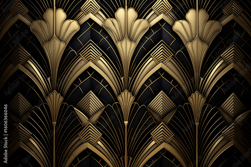 
Art Deco black and gold wallpaper