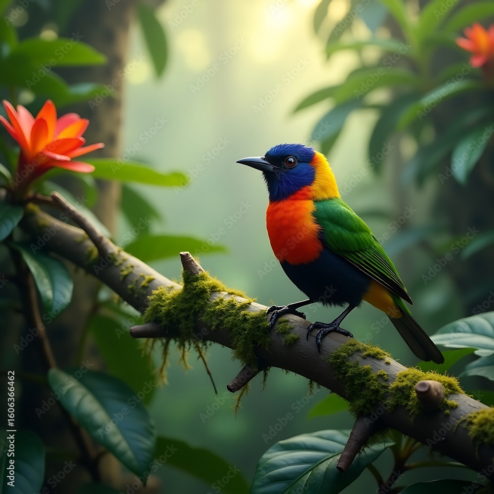 Naklejka premium bird, parrot, animal, colorful, nature, tropical, green, 