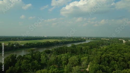 green landscape with river
