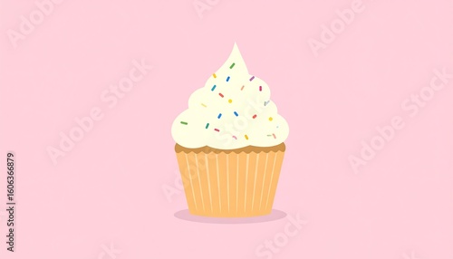 Sweet cupcake on pink background