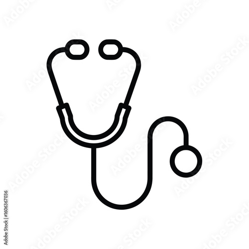 Simple line art icon of a medical stethoscope