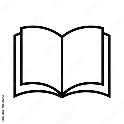 Open book icon with blank pages for text or design
