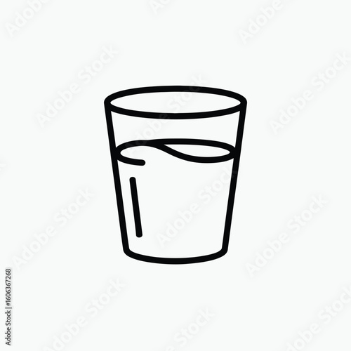 Simple outline drawing of a glass filled with water