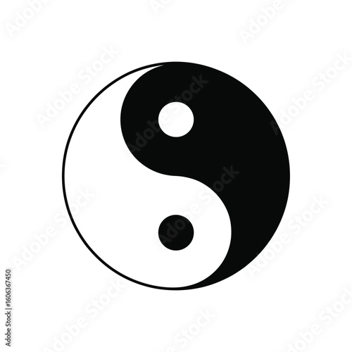Classic yin yang symbol representing balance and harmony in black and white